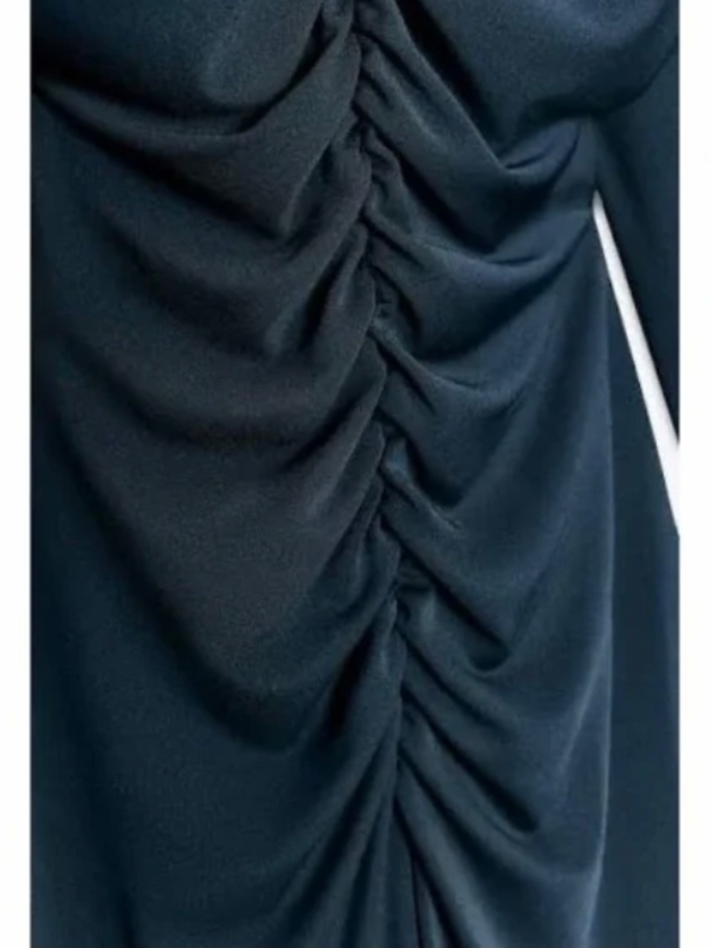 Zara Ruched Long Sleeve Maxi Dress High Neckline Petrol Blue Whimsigoth Large - Picture 5 of 11